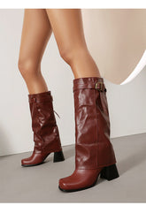 Comfortable Block-Heeled High Boots